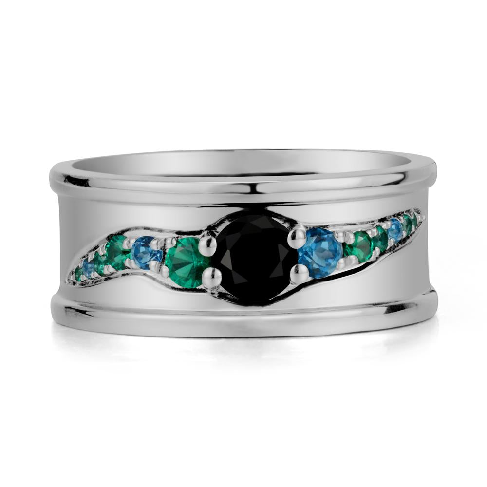 Black Spinel Multi Stone Men Ring - LUO Jewelry #metal_platinum