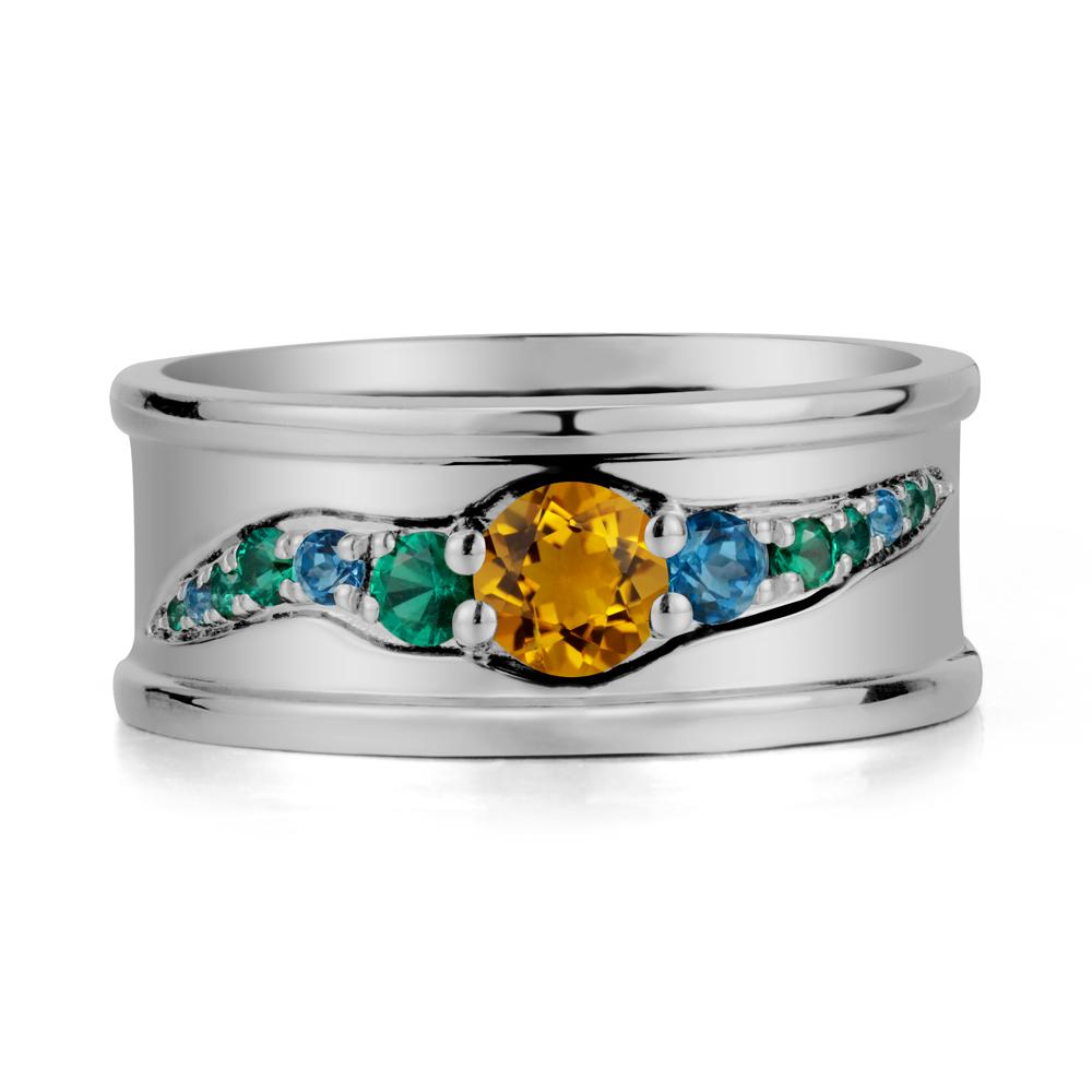 Wide Band Citrine Ring for Men - LUO Jewelry #metal_platinum