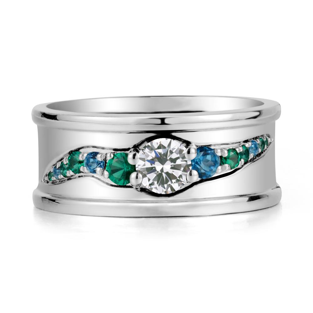 Cubic Zirconia Multi Stone Men Ring - LUO Jewelry #metal_14k white gold