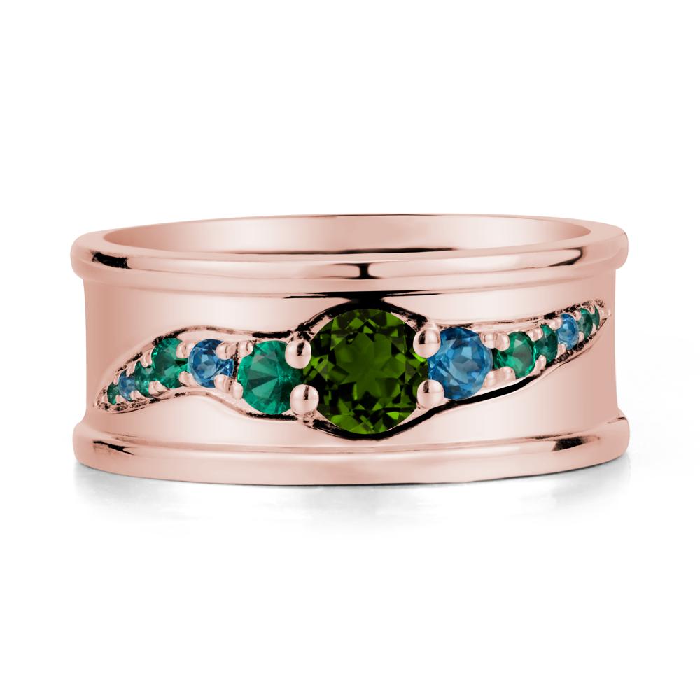 Wide Band Diopside Ring for Men - LUO Jewelry #metal_18k rose gold