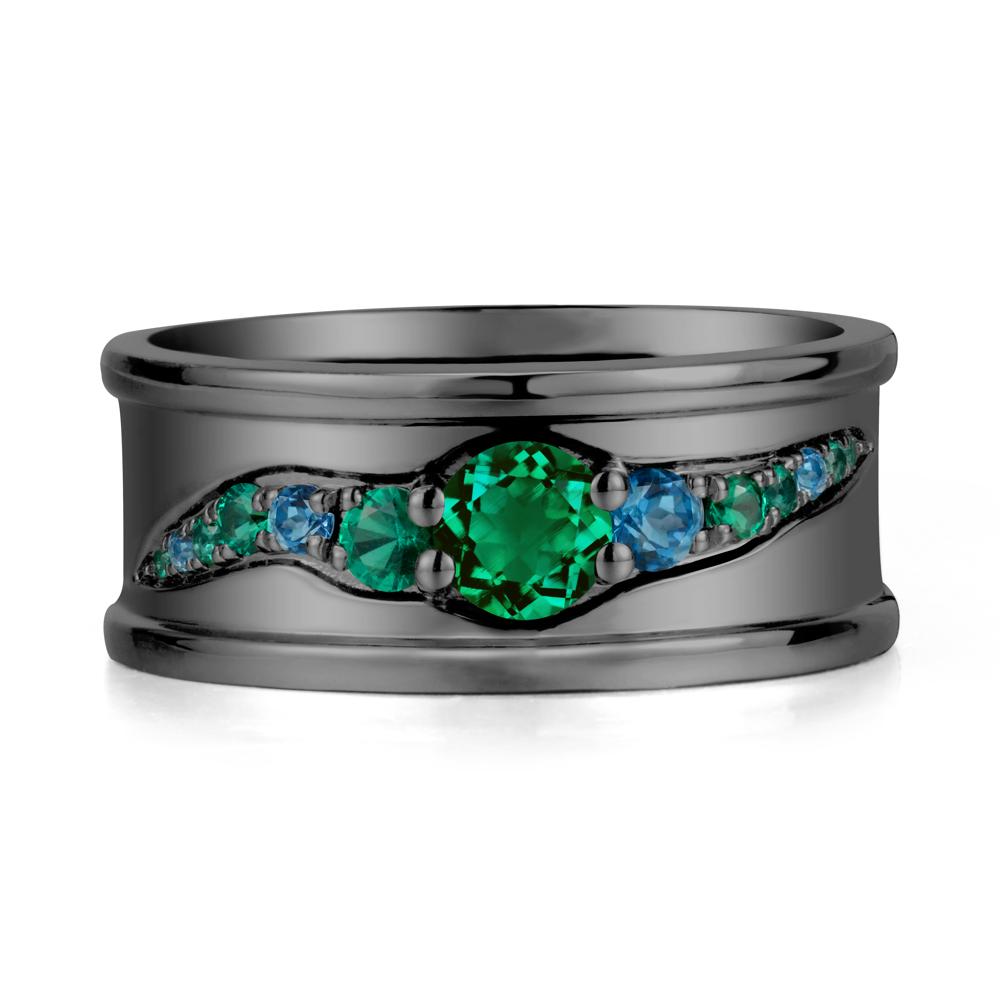 Emerald Multi Stone Men Ring - LUO Jewelry #metal_black finish sterling silver