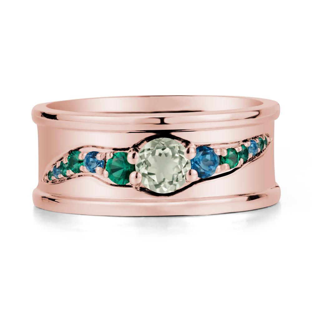 Green Amethyst Multi Stone Men Ring - LUO Jewelry #metal_18k rose gold