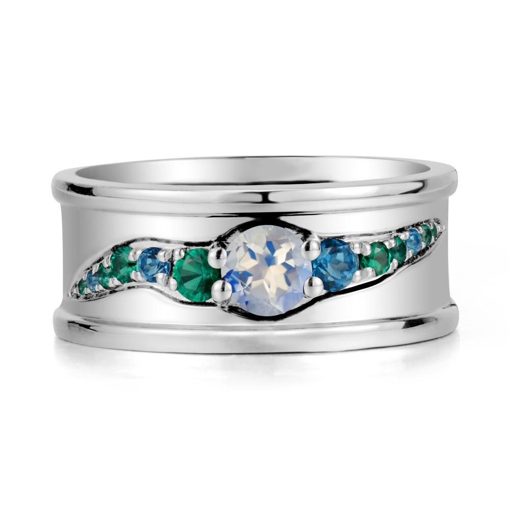 Moonstone Multi Stone Men Ring - LUO Jewelry #metal_18k white gold