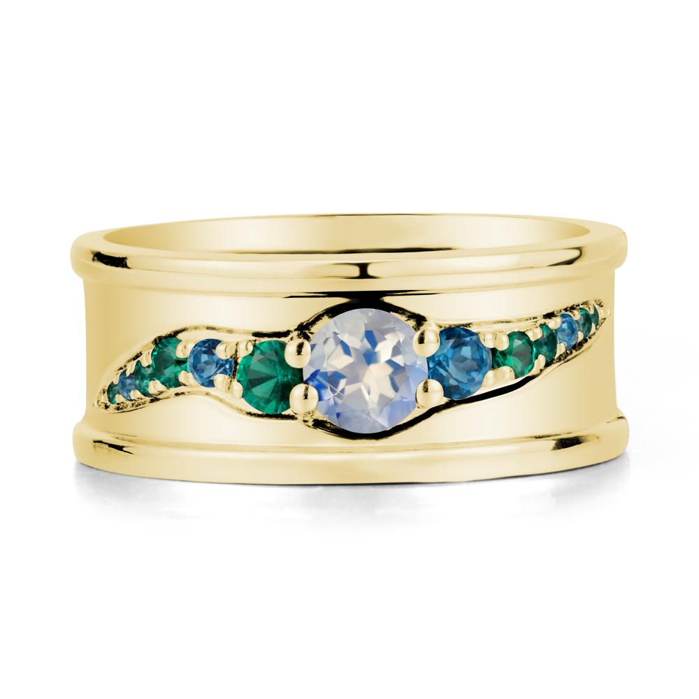 Moonstone Multi Stone Men Ring - LUO Jewelry #metal_18k yellow gold