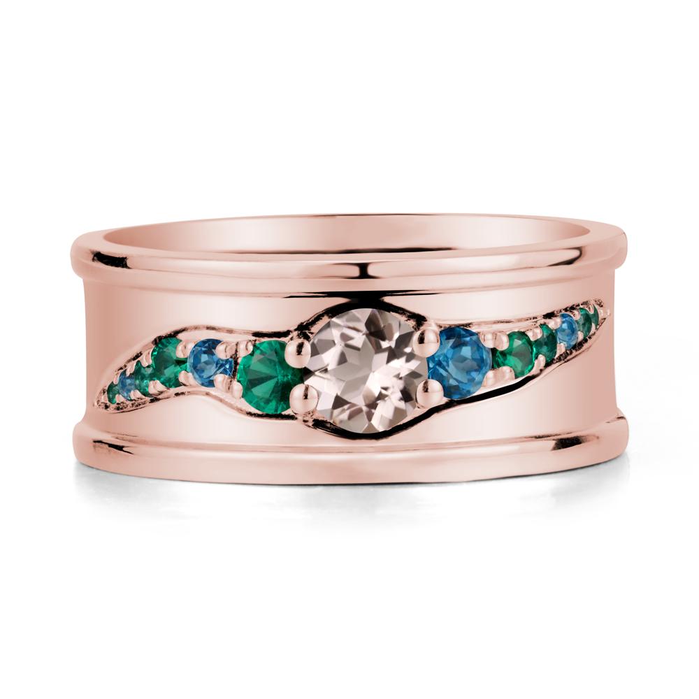 Wide Band Morganite Ring for Men - LUO Jewelry #metal_18k rose gold