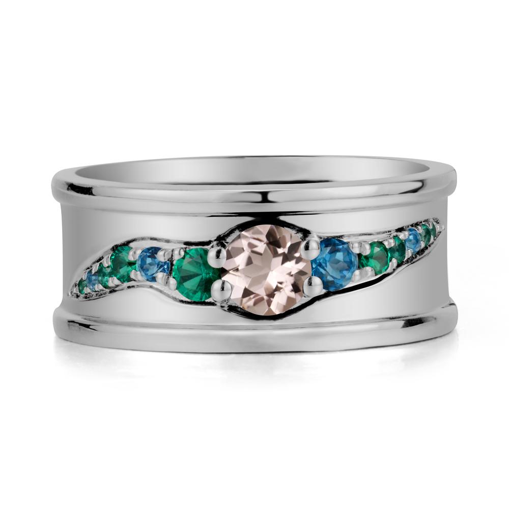 Wide Band Morganite Ring for Men - LUO Jewelry #metal_platinum