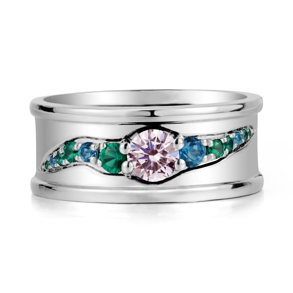 Pink Cubic Zirconia Multi Stone Men Ring - LUO Jewelry #metal_18k white gold