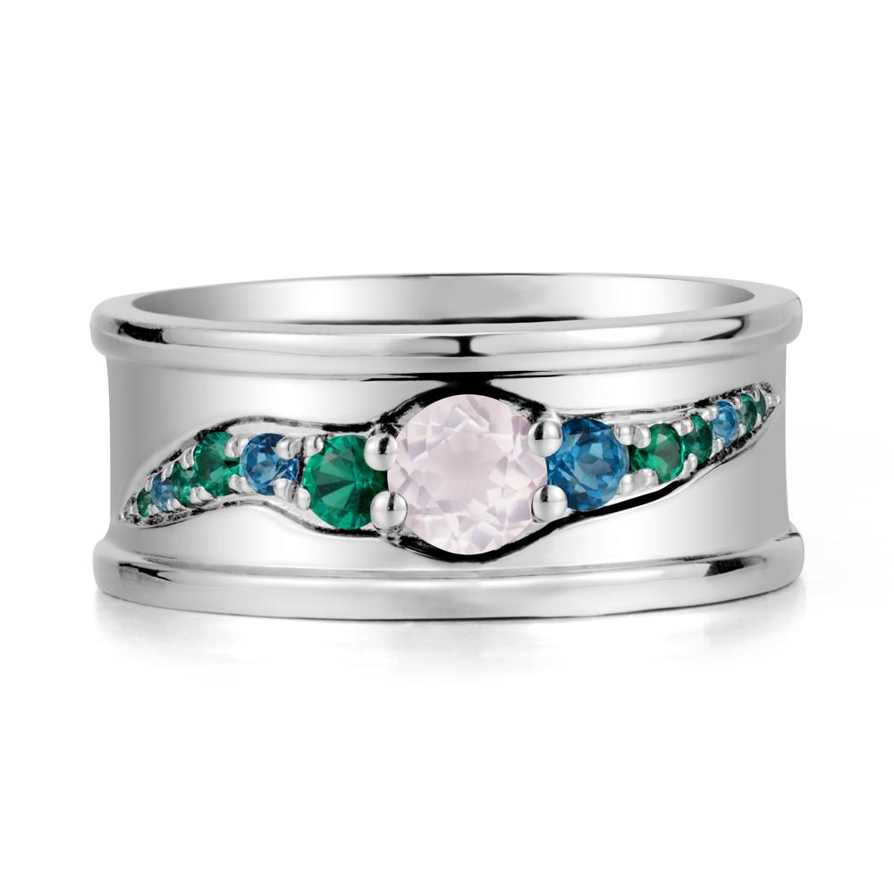 Rose Quartz Multi Stone Men Ring - LUO Jewelry #metal_sterling silver