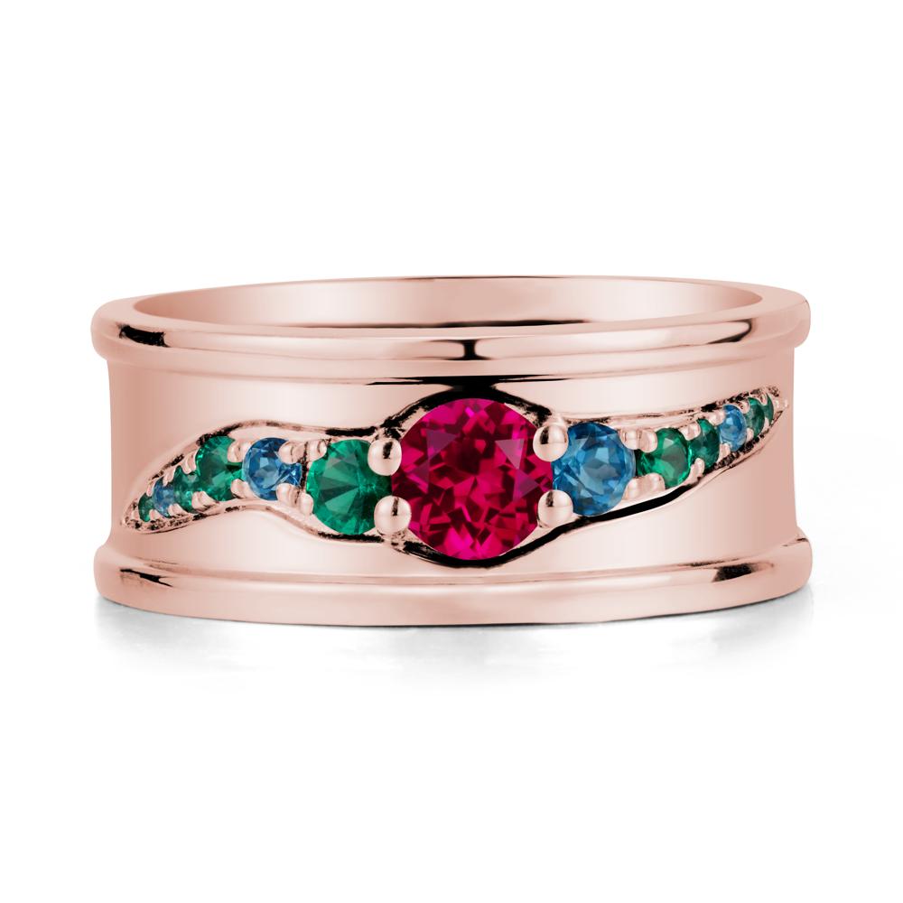 Ruby Multi Stone Men Ring - LUO Jewelry #metal_18k rose gold