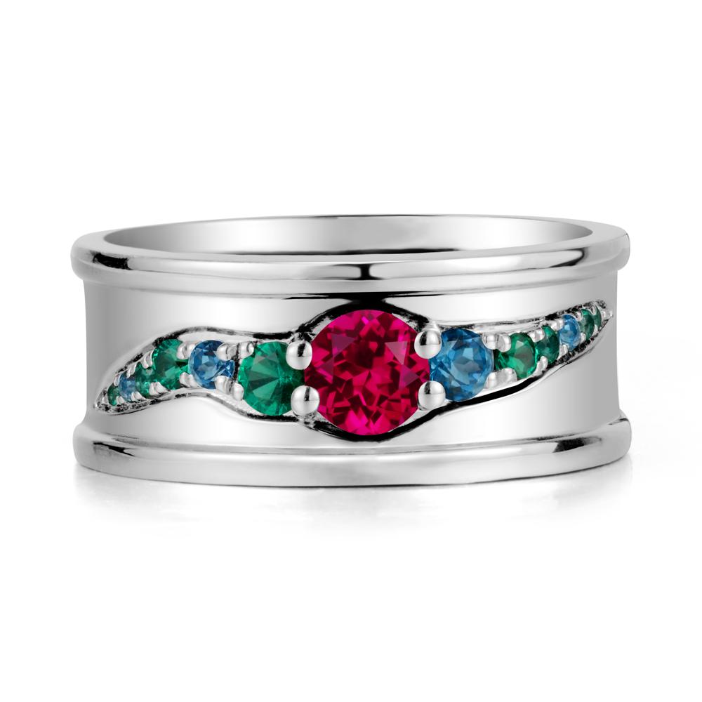 Ruby Multi Stone Men Ring - LUO Jewelry #metal_18k white gold