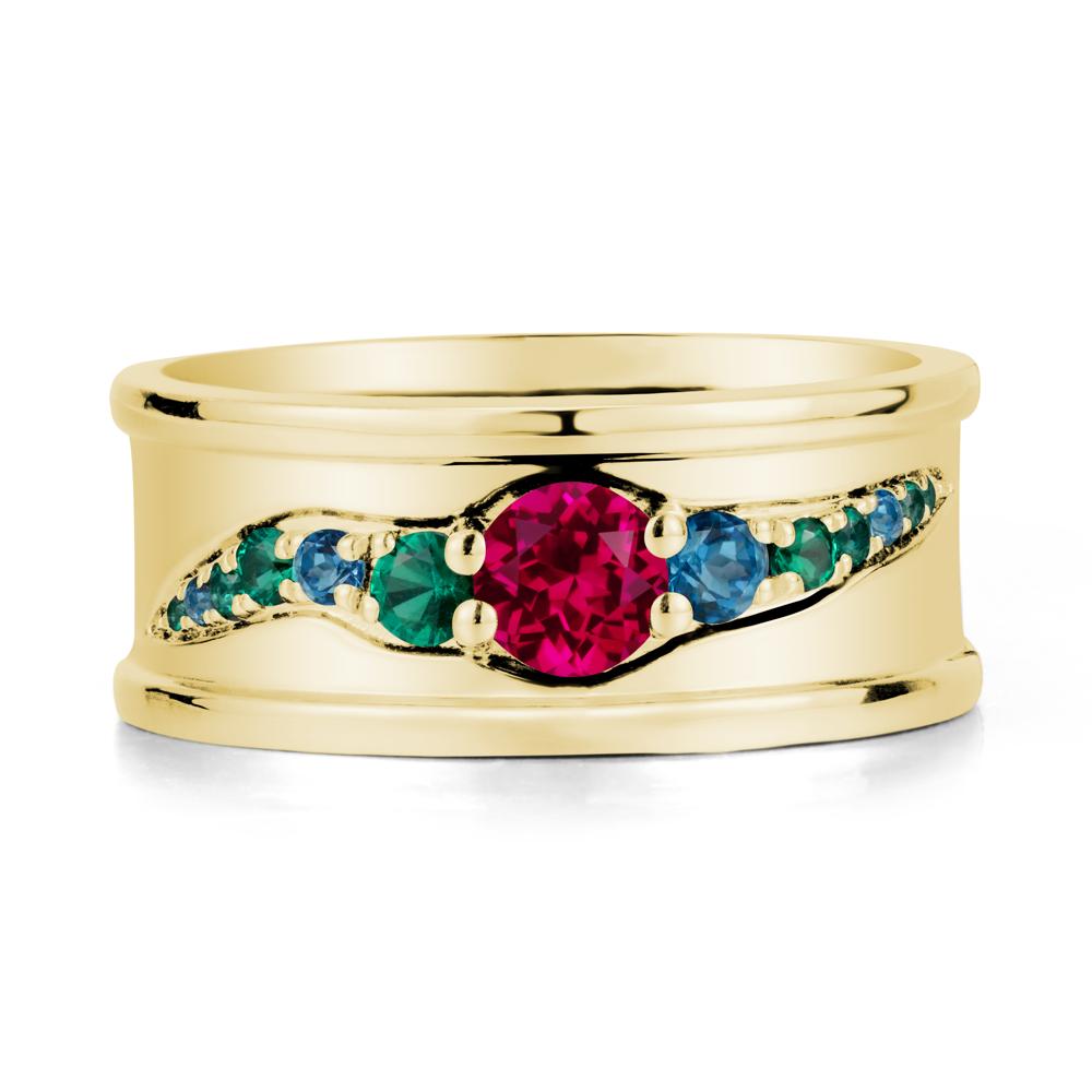 Ruby Multi Stone Men Ring - LUO Jewelry #metal_18k yellow gold