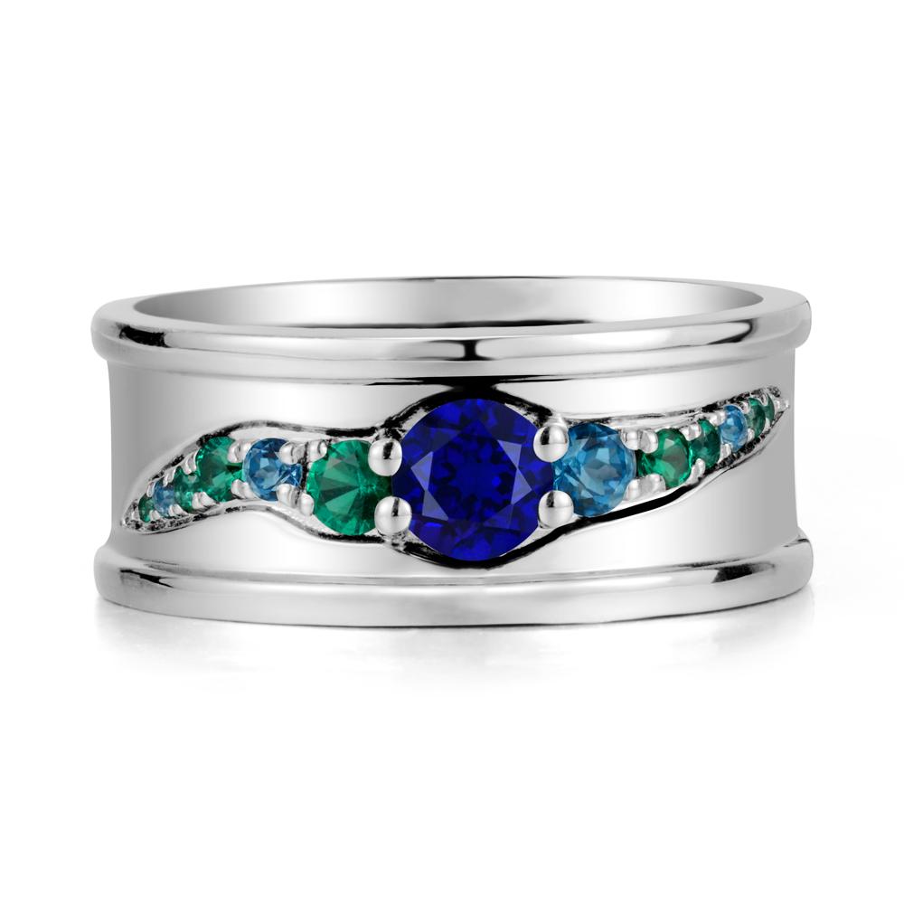 Wide Band Sapphire Ring for Men - LUO Jewelry #metal_sterling silver