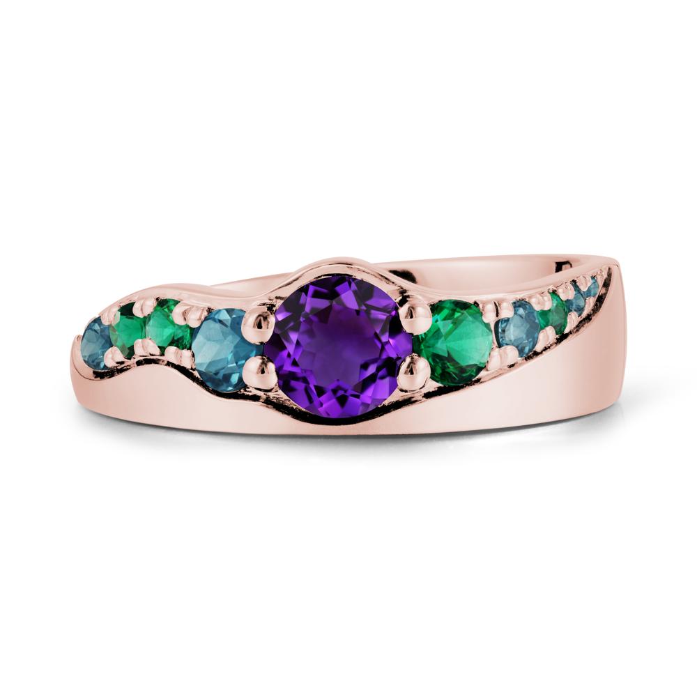 Cluster Amethyst Ring with Wide Band - LUO Jewelry #metal_18k rose gold
