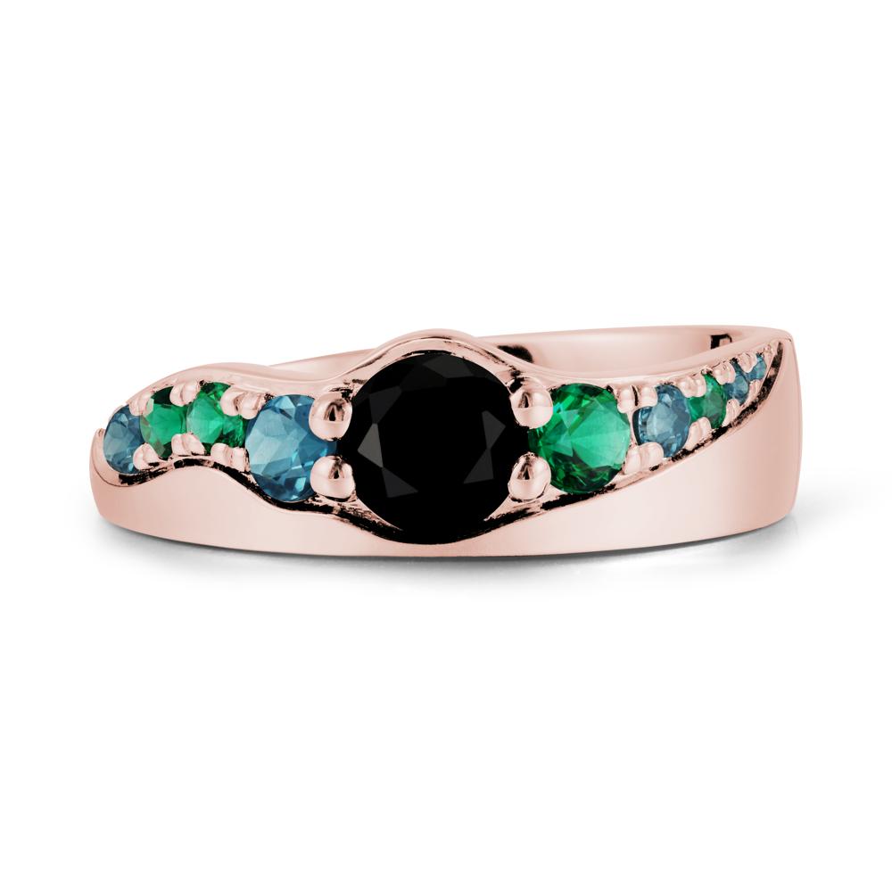 Round Black Spinel Cluster Ring - LUO Jewelry #metal_18k rose gold