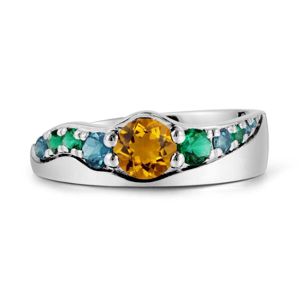 Multi Gemstone Wave Band Citrine Ring - LUO Jewelry #metal_18k white gold