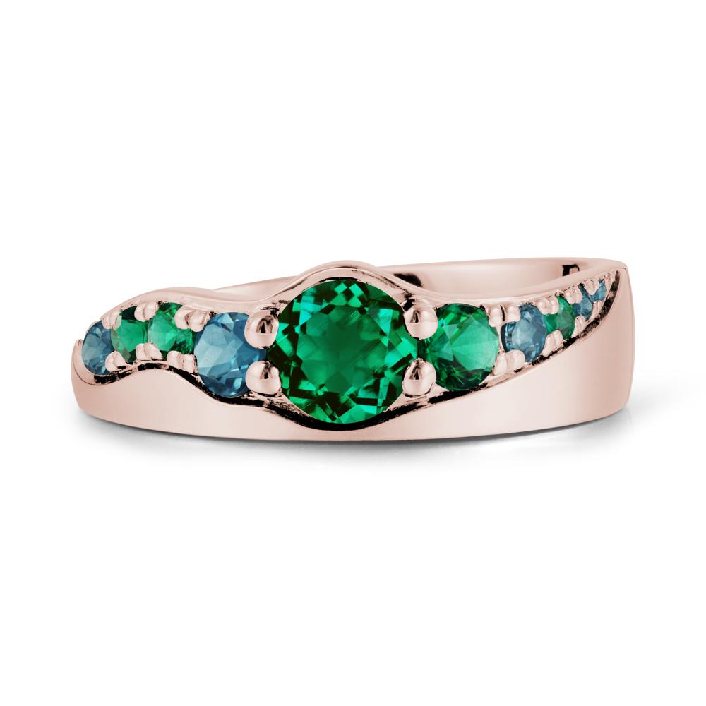 Round Emerald Cluster Ring - LUO Jewelry #metal_14k rose gold
