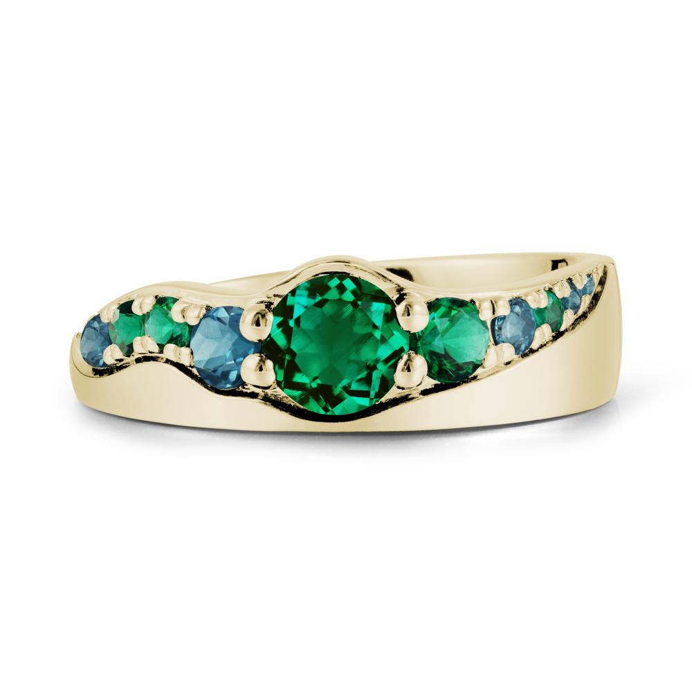 Round Emerald Cluster Ring - LUO Jewelry #metal_14k yellow gold