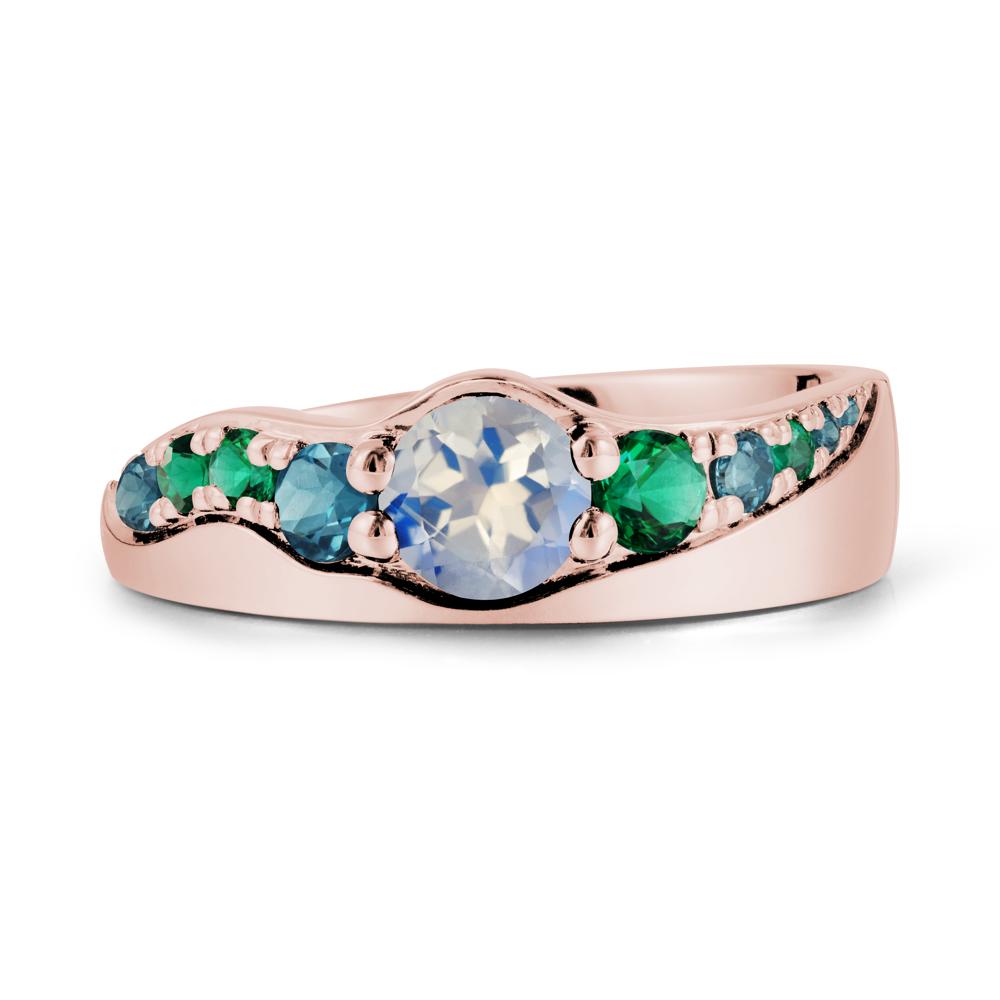 Cluster Moonstone Ring with Wide Band - LUO Jewelry #metal_18k rose gold
