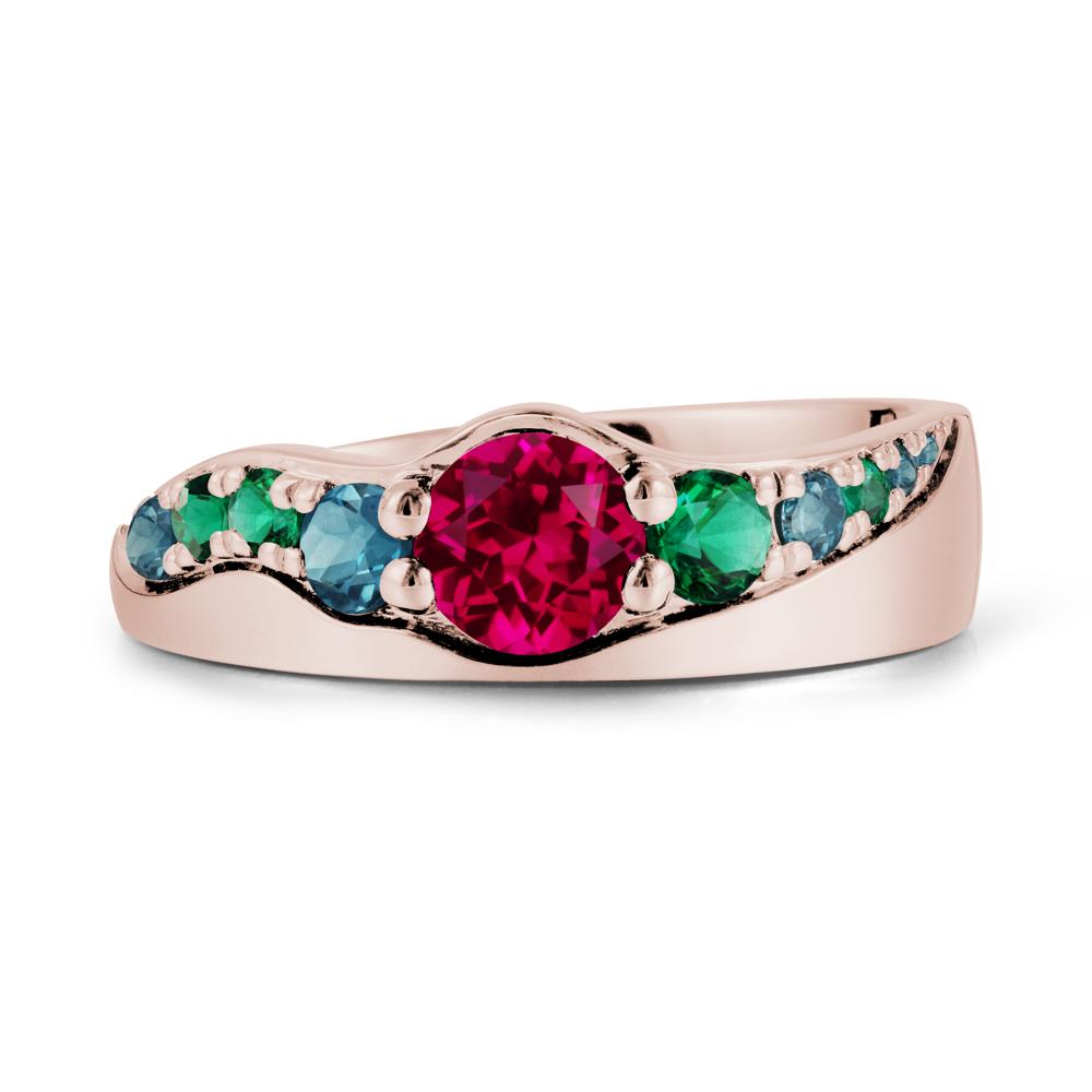 Round Ruby Cluster Ring - LUO Jewelry #metal_14k rose gold