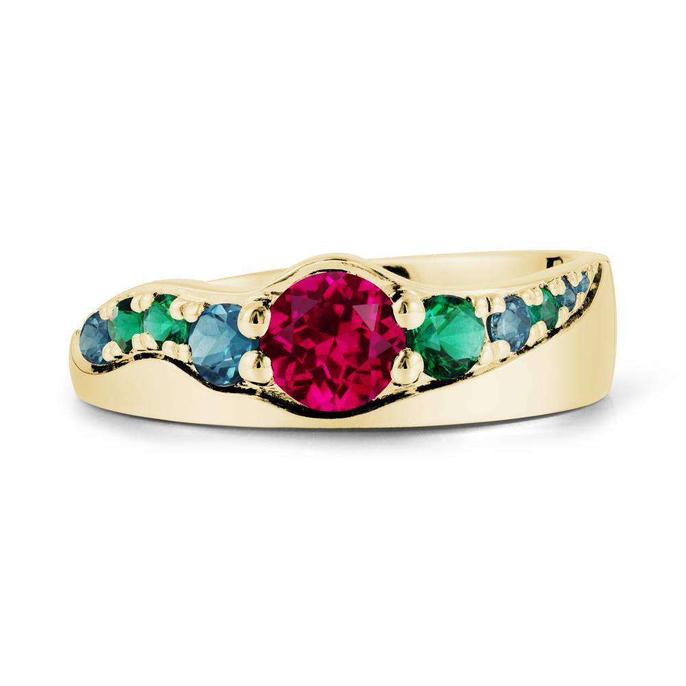 Round Ruby Cluster Ring - LUO Jewelry #metal_18k yellow gold