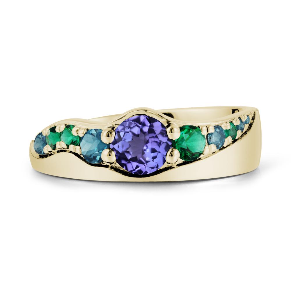 Round Tanzanite Cluster Ring - LUO Jewelry #metal_14k yellow gold
