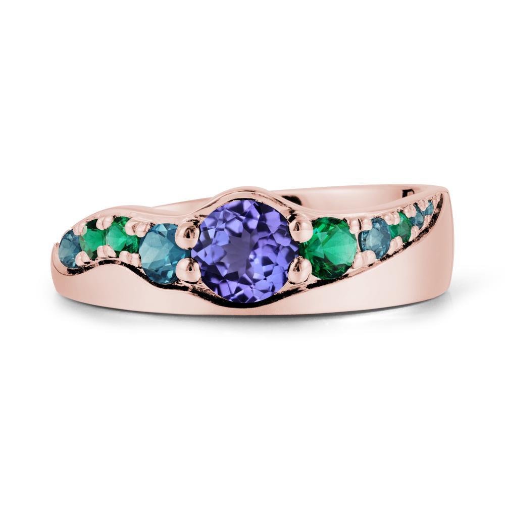 Round Tanzanite Cluster Ring - LUO Jewelry #metal_18k rose gold