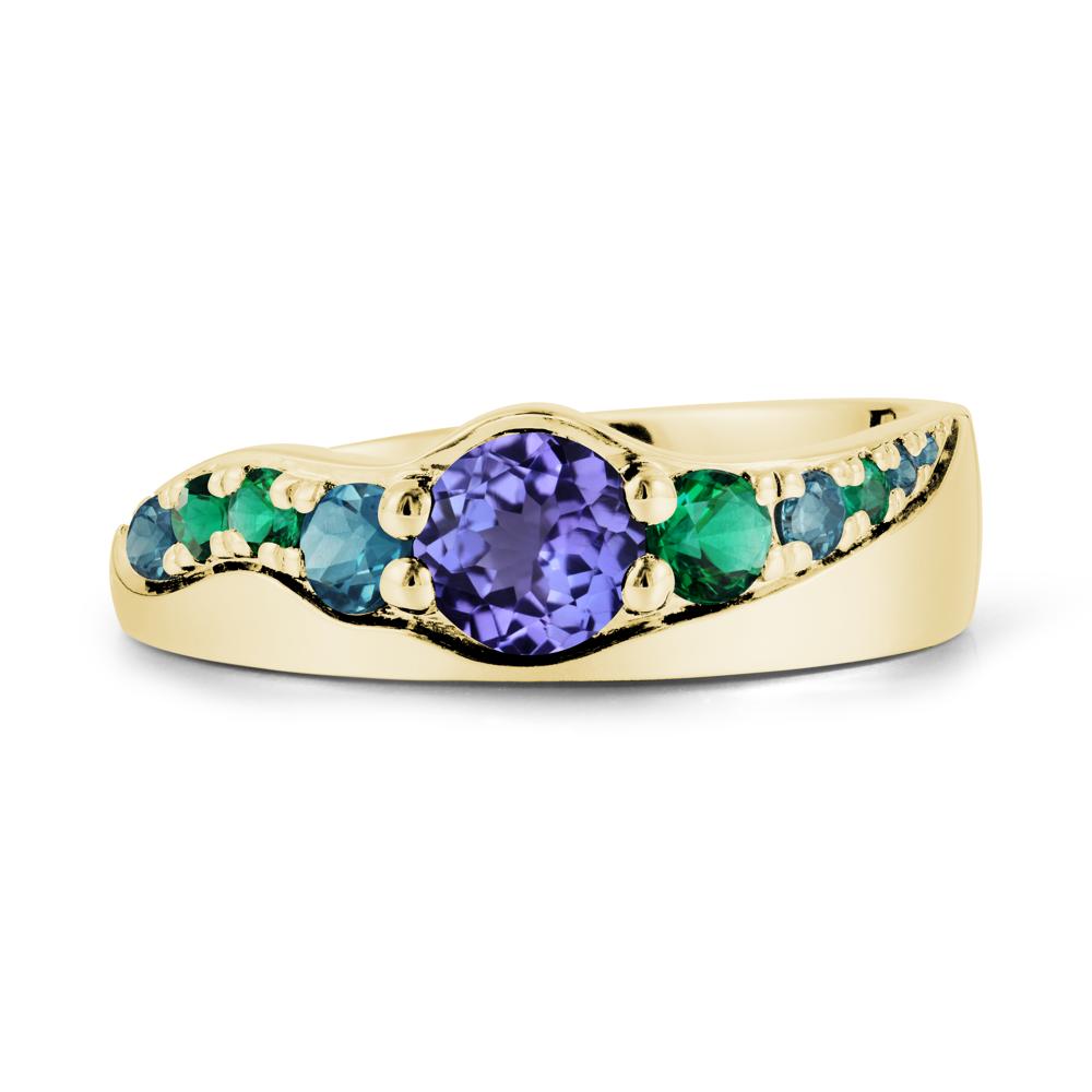 Round Tanzanite Cluster Ring - LUO Jewelry #metal_18k yellow gold