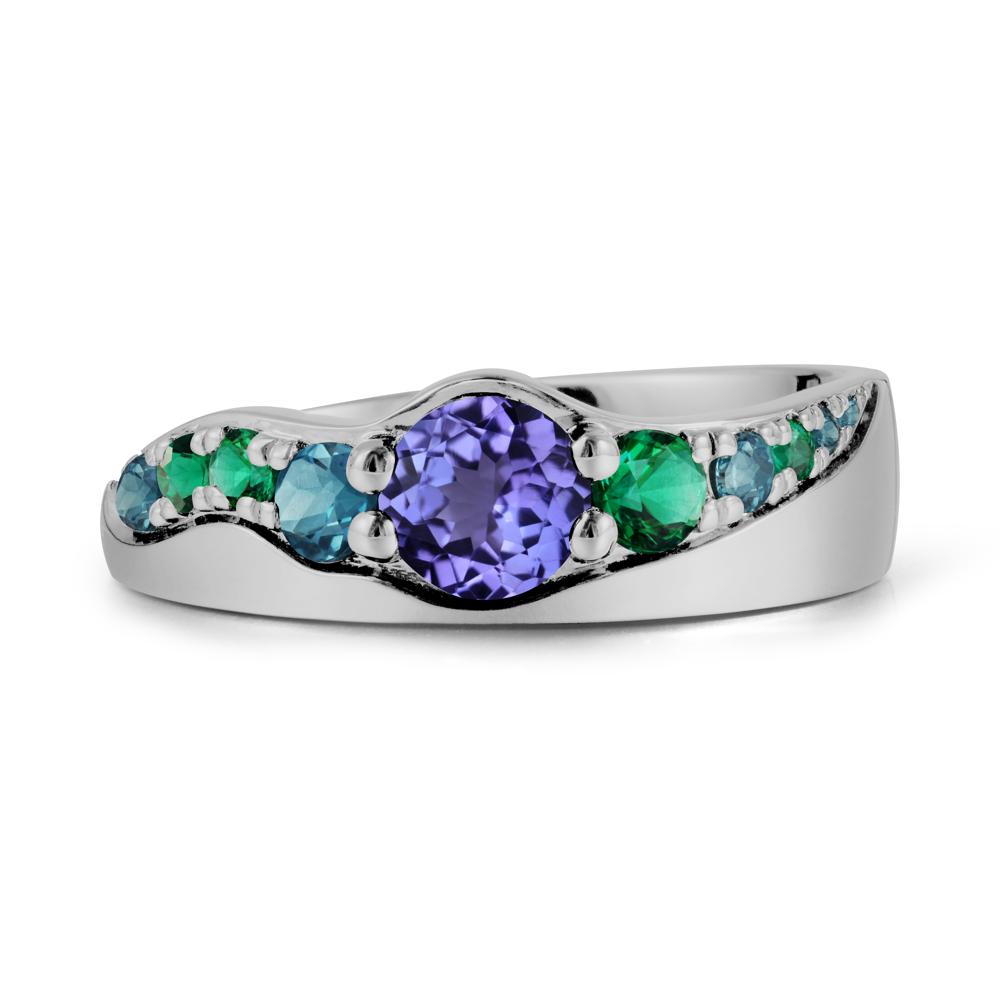 Round Tanzanite Cluster Ring - LUO Jewelry #metal_platinum