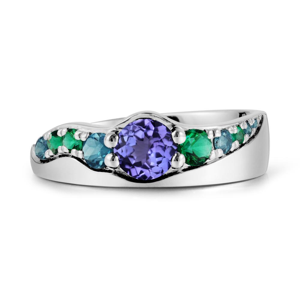 Round Tanzanite Cluster Ring - LUO Jewelry #metal_sterling silver