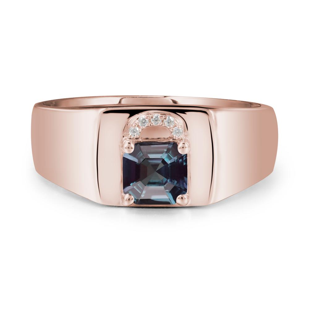 Lock Insipired Alexandrite Ring for Men - LUO Jewelry #metal_14k rose gold
