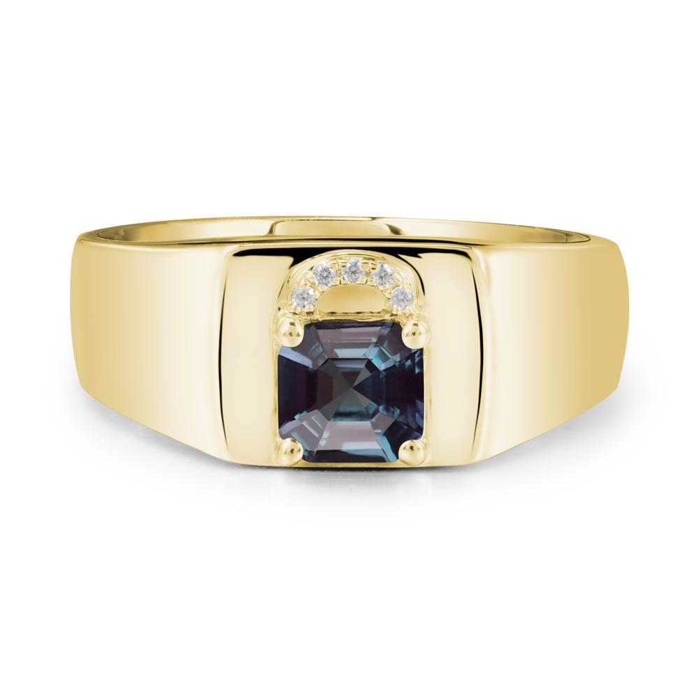 Lock Insipired Alexandrite Ring for Men - LUO Jewelry #metal_18k yellow gold