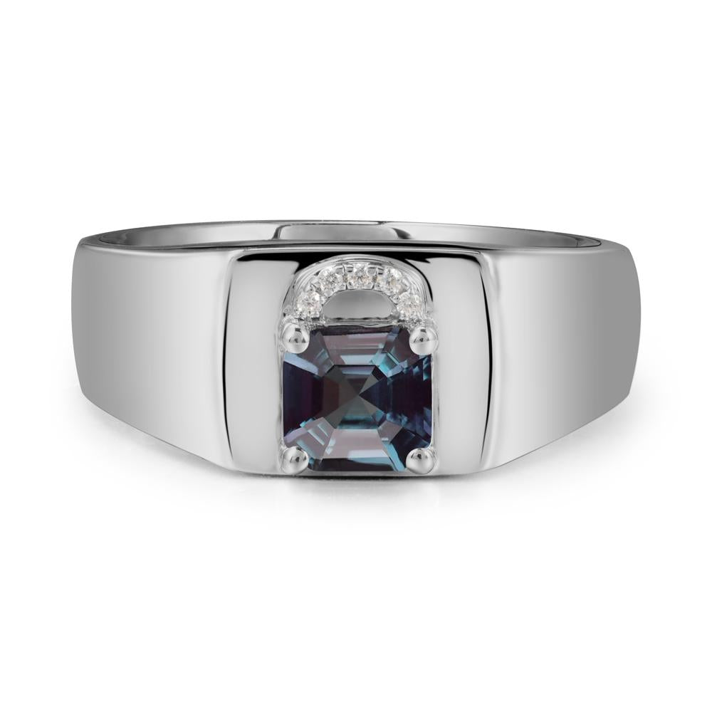 Lock Insipired Alexandrite Ring for Men - LUO Jewelry #metal_platinum