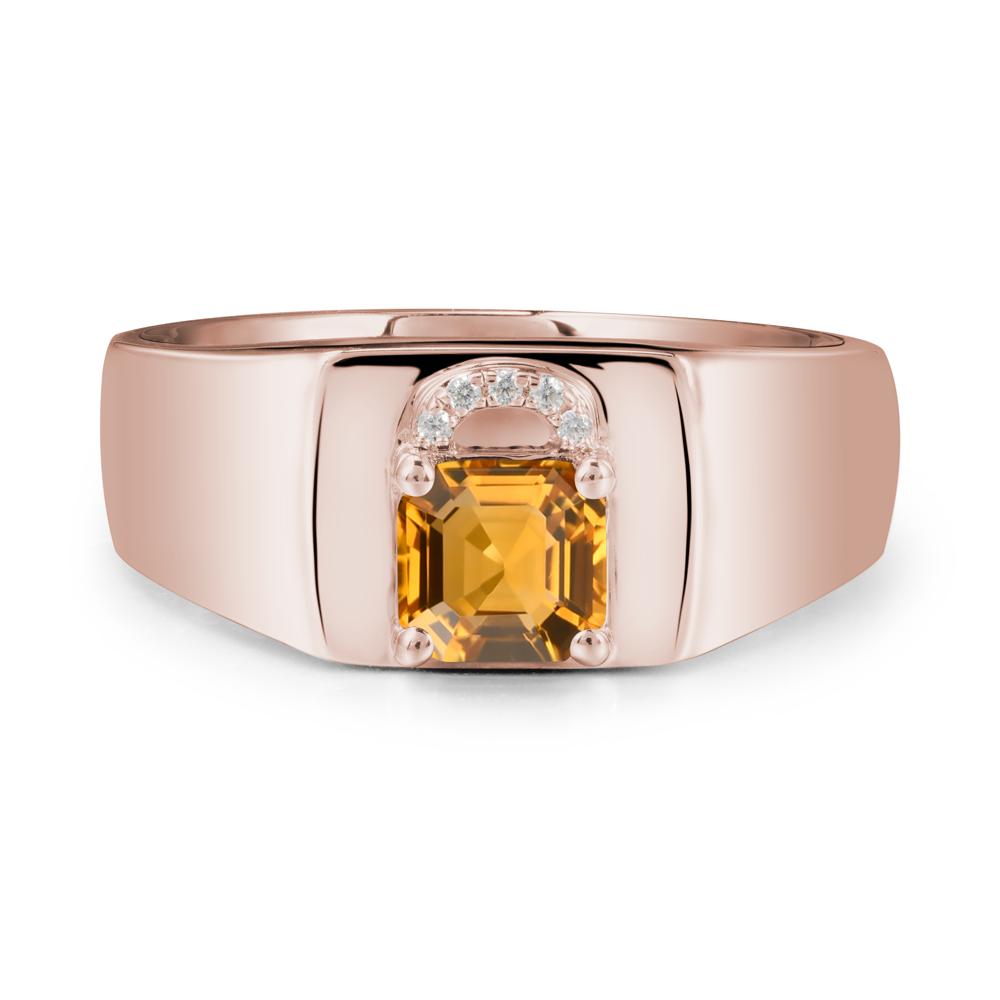 Men Citrine Ring with Lock Design - LUO Jewelry #metal_14k rose gold