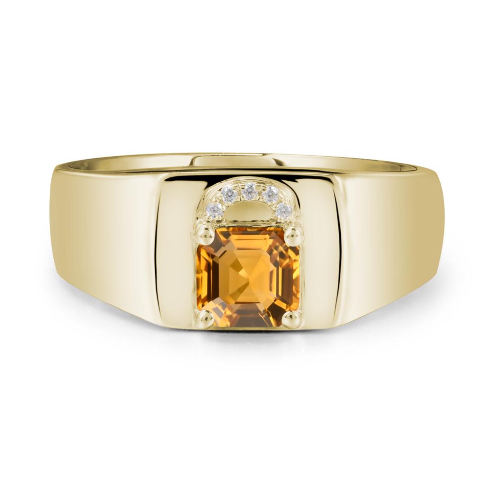 Men Citrine Ring with Lock Design - LUO Jewelry #metal_14k yellow gold