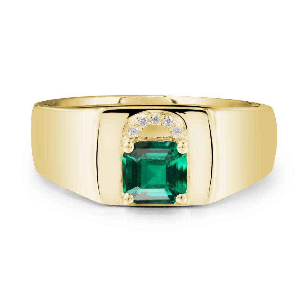 Lock Insipired Emerald Ring for Men - LUO Jewelry #metal_18k yellow gold