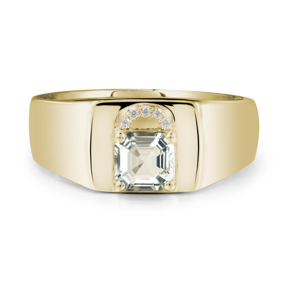 Lock Insipired Green Amethyst Ring for Men - LUO Jewelry #metal_14k yellow gold