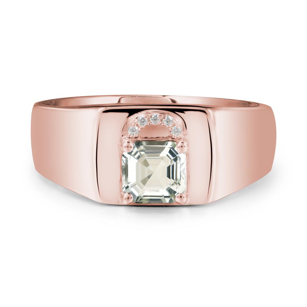 Lock Insipired Green Amethyst Ring for Men - LUO Jewelry #metal_18k rose gold