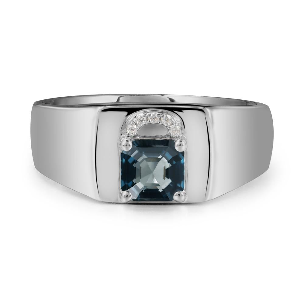 Lock Insipired London Blue Topaz Ring for Men - LUO Jewelry #metal_platinum