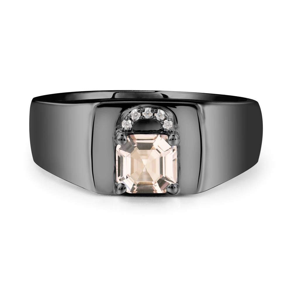 Lock Insipired Morganite Ring for Men - LUO Jewelry #metal_black finish sterling silver