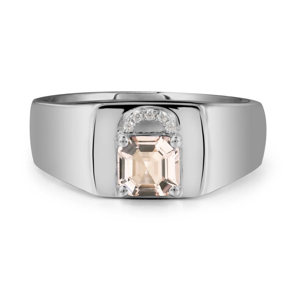 Lock Insipired Morganite Ring for Men - LUO Jewelry #metal_platinum