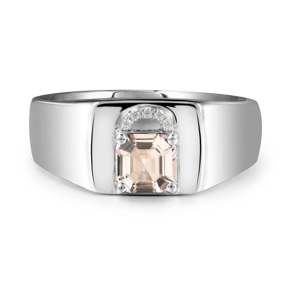 Lock Insipired Morganite Ring for Men - LUO Jewelry #metal_sterling silver