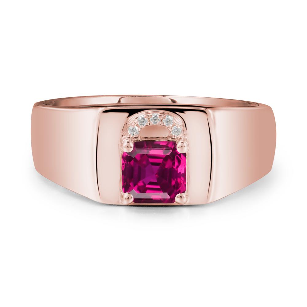 Lock Insipired Ruby Ring for Men - LUO Jewelry #metal_18k rose gold