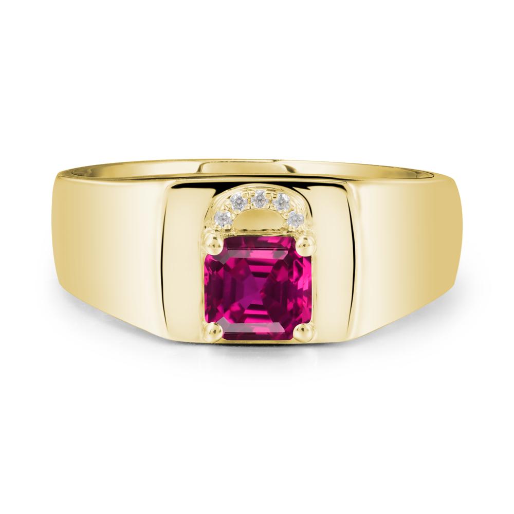 Lock Insipired Ruby Ring for Men - LUO Jewelry #metal_18k yellow gold