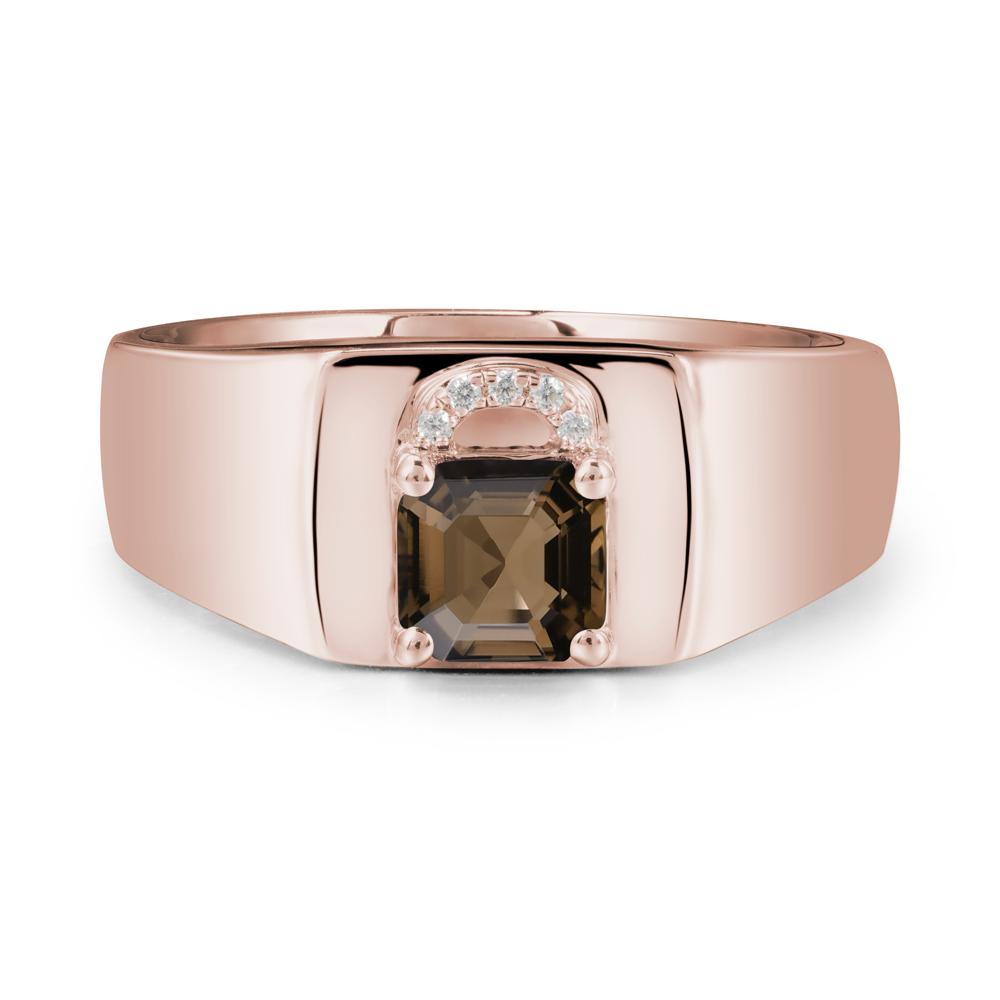 Lock Insipired Smoky Quartz Ring for Men - LUO Jewelry #metal_14k rose gold