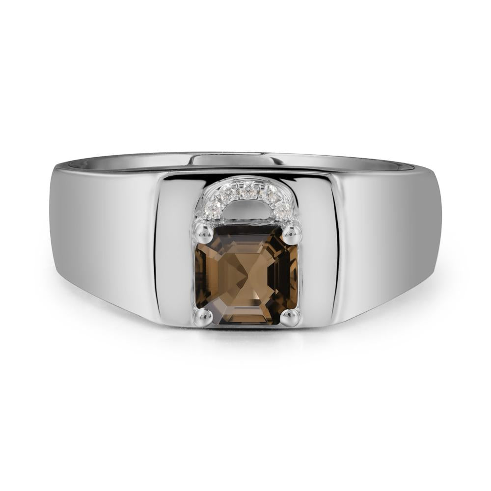 Lock Insipired Smoky Quartz Ring for Men - LUO Jewelry #metal_platinum