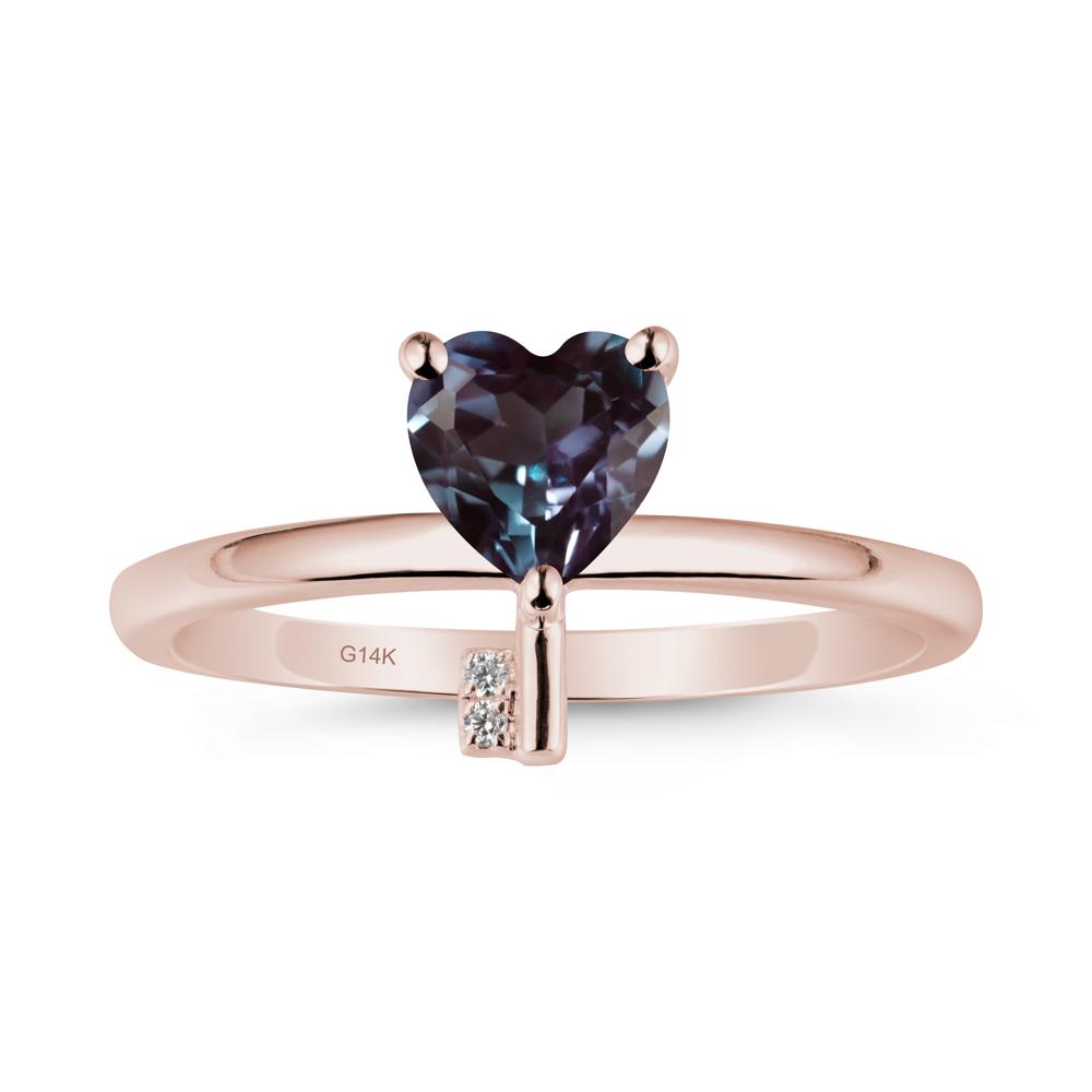 Heart Shaped Key Inspired Alexandrite Ring - LUO Jewelry #metal_14k rose gold
