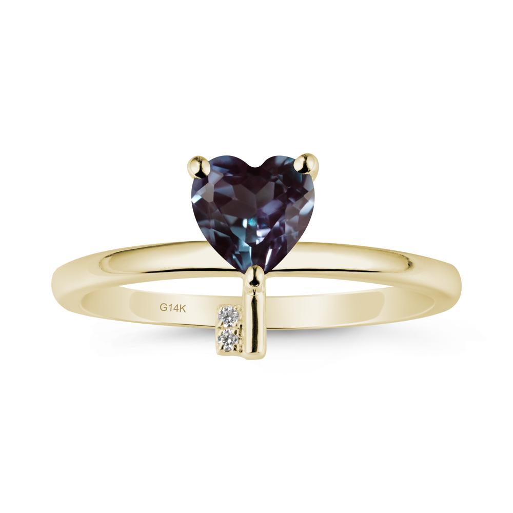 Heart Shaped Key Inspired Alexandrite Ring - LUO Jewelry #metal_14k yellow gold