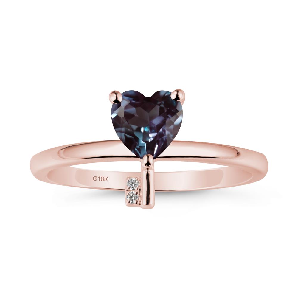 Heart Shaped Key Inspired Alexandrite Ring - LUO Jewelry #metal_18k rose gold
