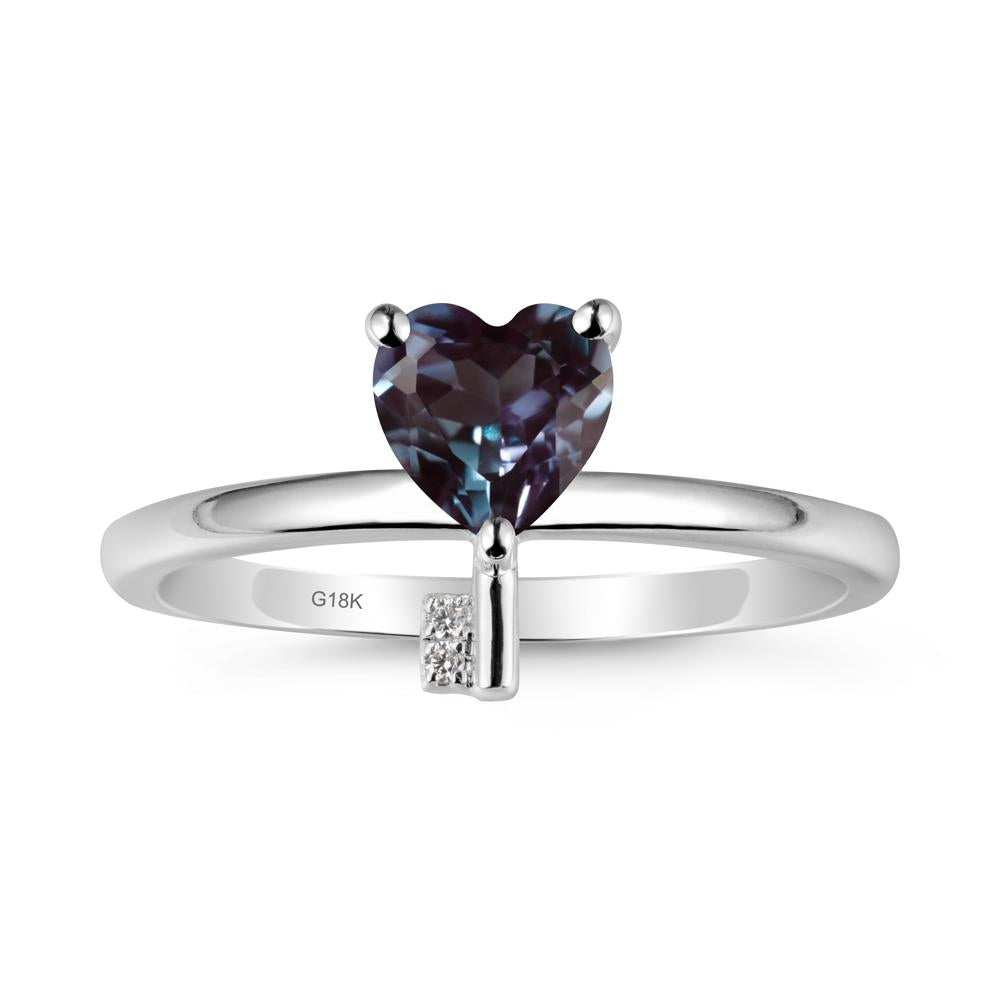 Heart Shaped Key Inspired Alexandrite Ring - LUO Jewelry #metal_18k white gold