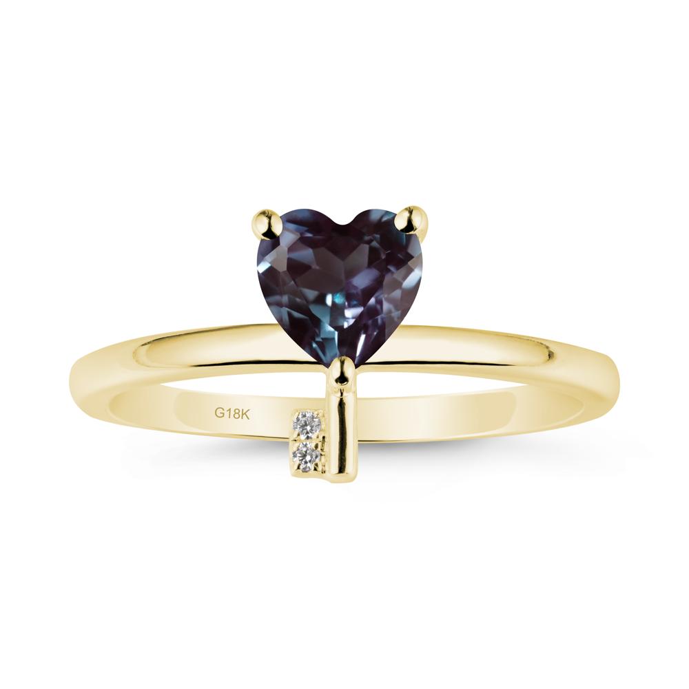 Heart Shaped Key Inspired Alexandrite Ring - LUO Jewelry #metal_18k yellow gold